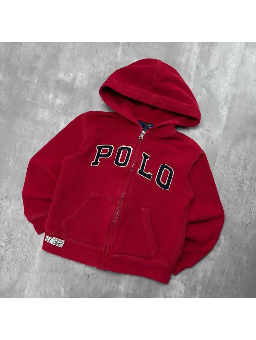 Y2K Red Polo Ralph Lauren Polo Spellout Grunge Zip Up Hoodie